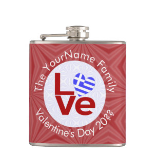 Griechische rote LOVE-Flagge personalisiert Flachmann