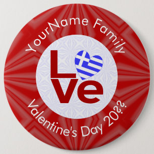 Griechische rote LOVE Herz Flagge Personalisiert Button
