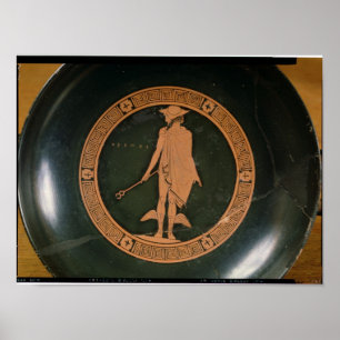 Griechische Rotzahl Schale, den Gott Hermes Poster