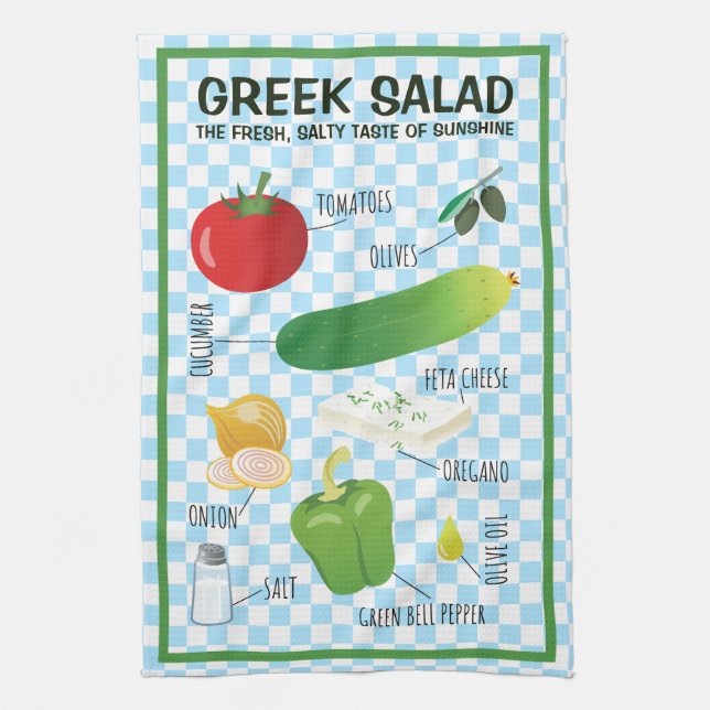 Griechische Salatzutaten - Ein Geschmack von Sunsh Geschirrtuch (Vertikal)