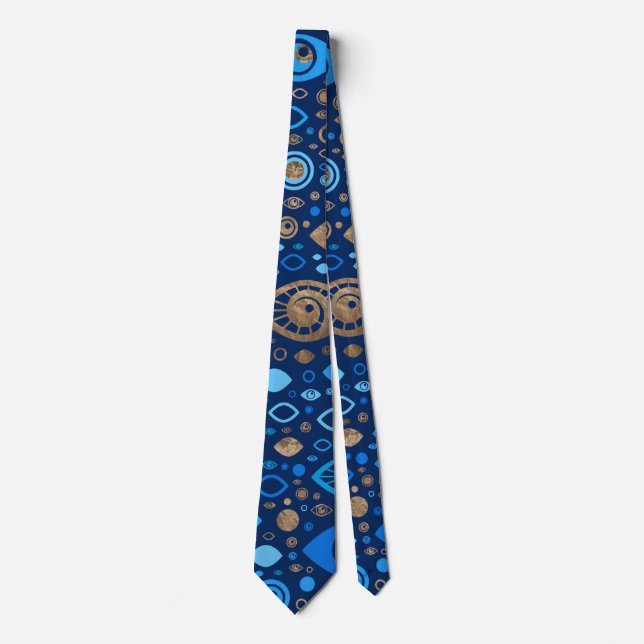 Griechische schlechte Augendiagramm Blues und Gold Krawatte (Vorderseite)