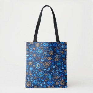Griechische schlechte Augendiagramm Blues und Gold Tasche