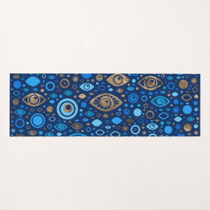 Griechische schlechte Augendiagramm Blues und Gold Yogamatte