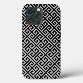 Griechische Schlüsseldiamanten in Schwarz und Grau Case-Mate iPhone Hülle