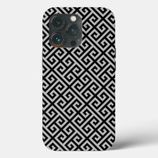 Griechische Schlüsseldiamanten in Schwarz und Grau Case-Mate iPhone Hülle