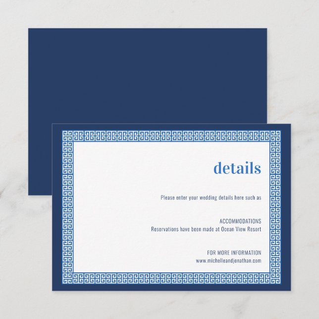 Griechische Schlüsselkarte für die Hochzeit im Mit Begleitkarte (Vorne/Hinten)