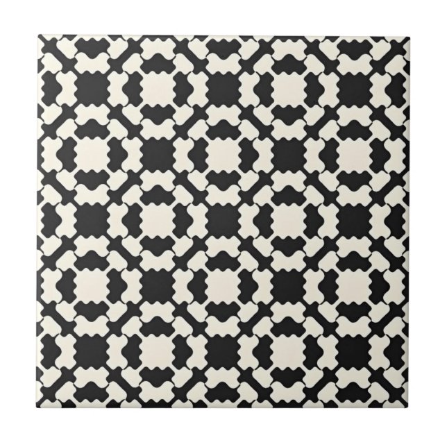 griechische schwarz-weiße Rhombus-Fliesen Fliese (Vorderseite)