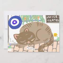 Griechische Sleepy Cat Taverna Szenerie