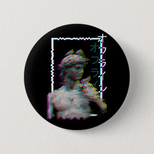 Griechische Statue Antike Vaporwave Synthwave Glit Button