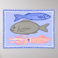 Griechische Taverne Fisch Mittelmeer Essen Poster