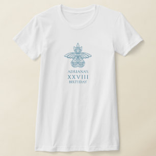 Griechische Toga-Geburtstagsfeier mit blauem Eleme T-Shirt