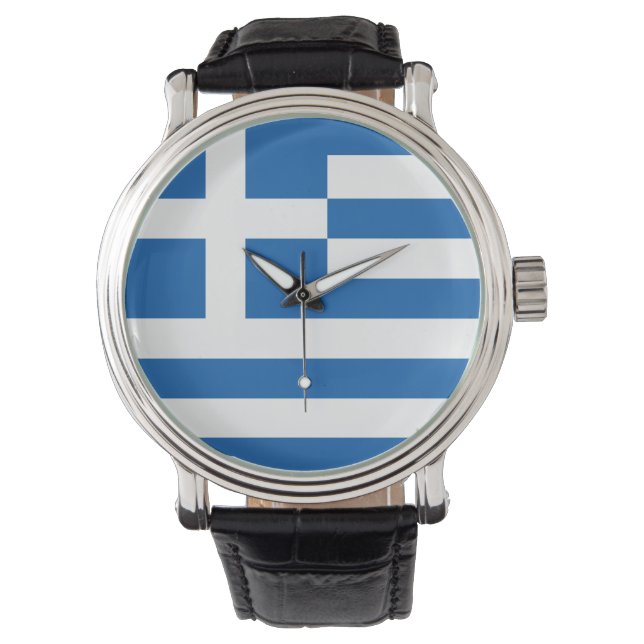 Griechische Uhr - Die Flagge Griechenlands (Vorderseite)