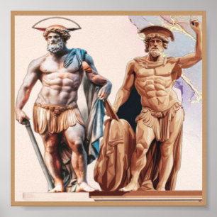 Griechische und römische Statuen in modernem Desig Poster