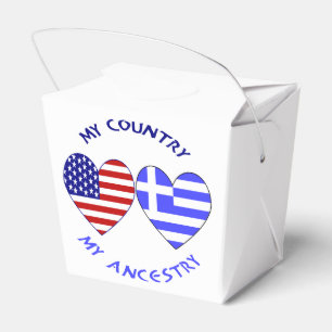 Griechische und US-amerikanische Flaggen Hearts Co Geschenkschachtel