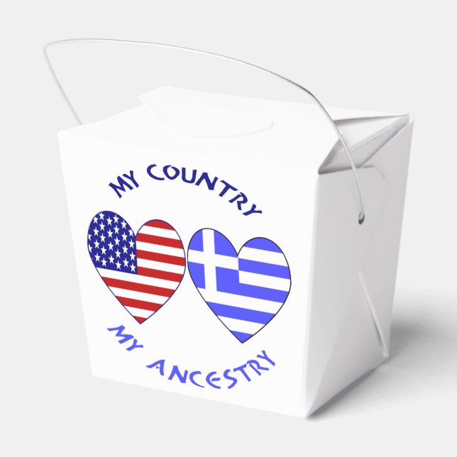 Griechische und US-amerikanische Flaggen Hearts Co Geschenkschachtel (Rückseite)