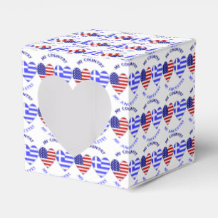 Griechische USA-Herzflagge Mein Land Meine Abstamm Geschenkschachtel
