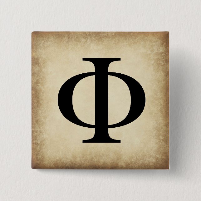 Griechischer Alphabet-Brief Phi Button (Vorderseite)