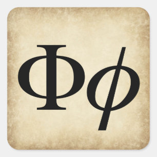 Griechischer Alphabet-Brief Phi Quadratischer Aufkleber