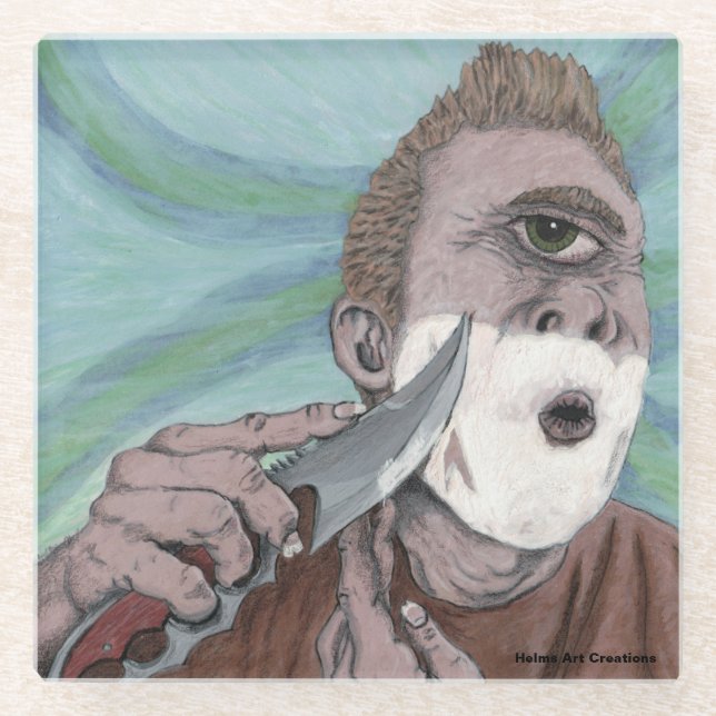 Griechischer Cyclops Knife Shave Fantasy Glass Unt Glasuntersetzer (Vorderseite)
