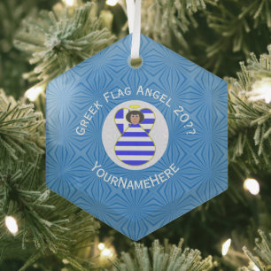 Griechischer Engel mit schwarzen Haaren, personali Ornament Aus Glas