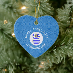 Griechischer Engel schwarze Haare Hanukkah-Flagge  Keramik Ornament
