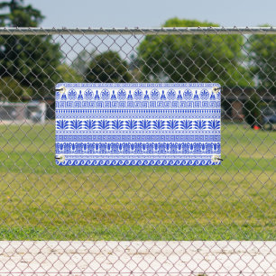 Griechischer Fret, Mittelmeer-Muster, Blau Banner