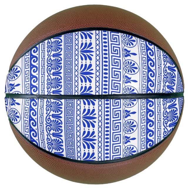 Griechischer Fret, Mittelmeer-Muster, Blau Basketball (Vorderseite)