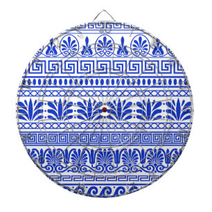 Griechischer Fret, Mittelmeer-Muster, Blau Dartscheibe
