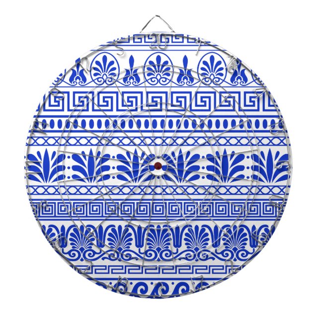 Griechischer Fret, Mittelmeer-Muster, Blau Dartscheibe (vorne)