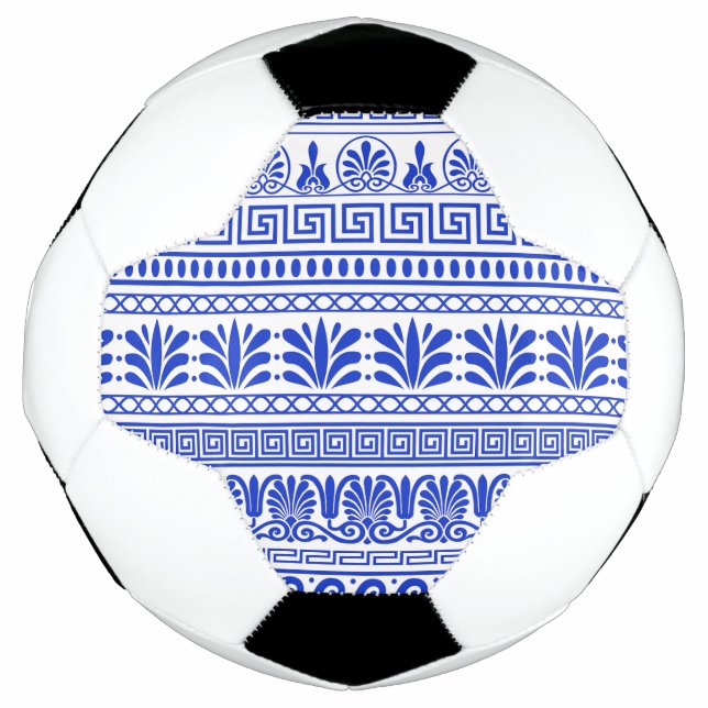 Griechischer Fret, Mittelmeer-Muster, Blau Fußball (Vorderseite)