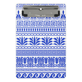 Griechischer Fret, Mittelmeer-Muster, Blau Mini Klemmbrett