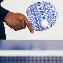 Griechischer Fret, Mittelmeer-Muster, Blau Tischtennis Schläger