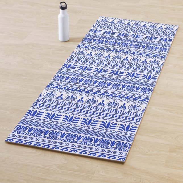 Griechischer Fret, Mittelmeer-Muster, Blau Yogamatte (Beispiel)