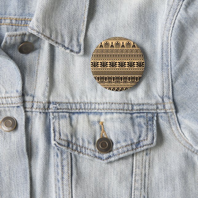 Griechischer Fret, Mittelmeer-Muster, braun Button (Beispiel)