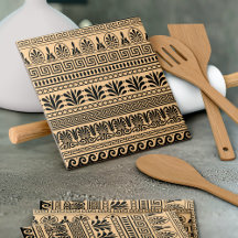 Griechischer Fret, Mittelmeer-Muster, braun