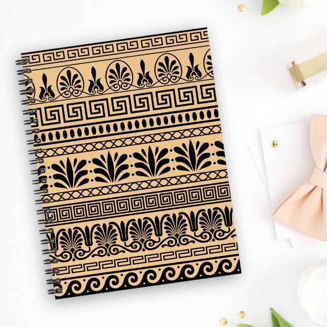 Griechischer Fret, Mittelmeer-Muster, braun Notizblock (Von Creator hochgeladen)