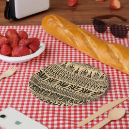 Griechischer Fret, Mittelmeer-Muster, braun Pappteller