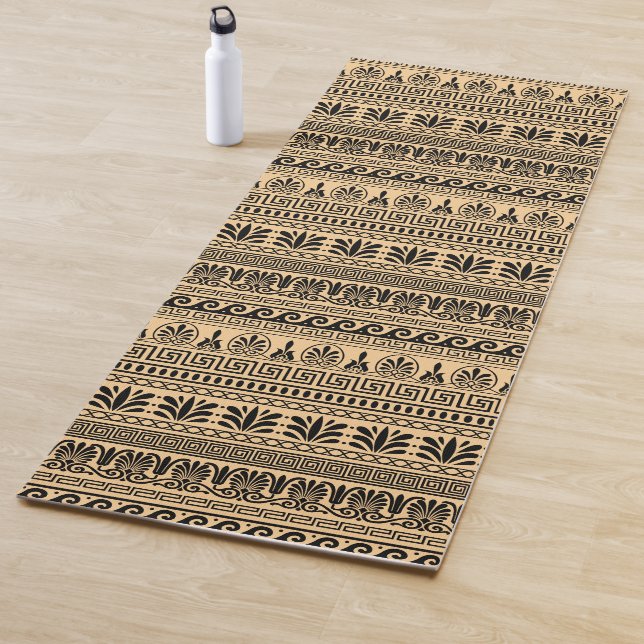 Griechischer Fret, Mittelmeer-Muster, braun Yogamatte (Beispiel)