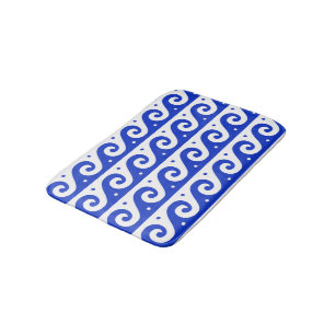 Griechischer Fret, Mittelmeer-Wellenmuster, Blau Badematte
