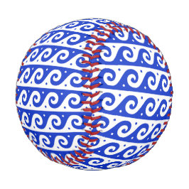 Griechischer Fret, Mittelmeer-Wellenmuster, Blau Baseball