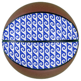 Griechischer Fret, Mittelmeer-Wellenmuster, Blau Basketball