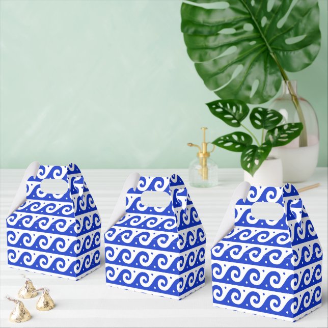 Griechischer Fret, Mittelmeer-Wellenmuster, Blau Geschenkschachtel (Zahlreiche)