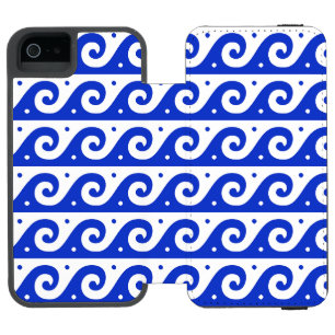 Griechischer Fret, Mittelmeer-Wellenmuster, Blau Incipio Watson™ iPhone 5 Geldbörsen Hülle