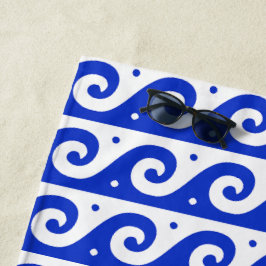 Griechischer Fret, Mittelmeer-Wellenmuster, Blau Strandtuch