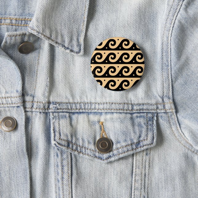 Griechischer Fret, Mittelmeer-Wellenmuster, braun Button (Beispiel)