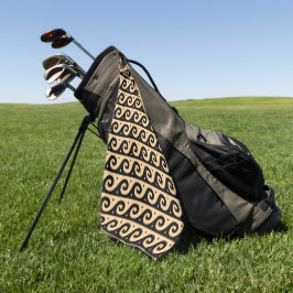 Griechischer Fret, Mittelmeer-Wellenmuster, braun Golfhandtuch
