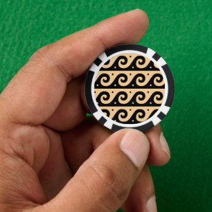 Griechischer Fret, Mittelmeer-Wellenmuster, braun Pokerchips