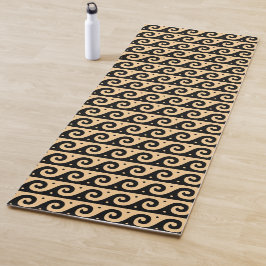 Griechischer Fret, Mittelmeer-Wellenmuster, braun Yogamatte