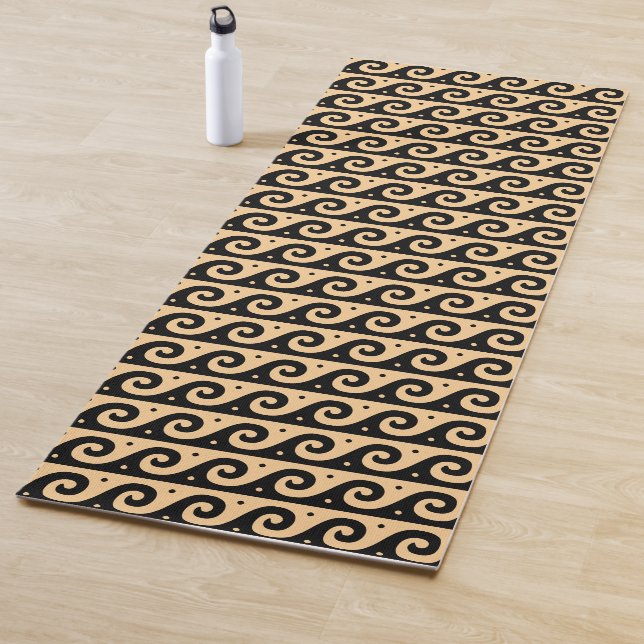 Griechischer Fret, Mittelmeer-Wellenmuster, braun Yogamatte (Beispiel)