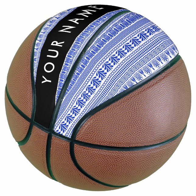 Griechischer Fret, Mixed Meander Key, Blau, Ihr Na Basketball (angewinkelt)